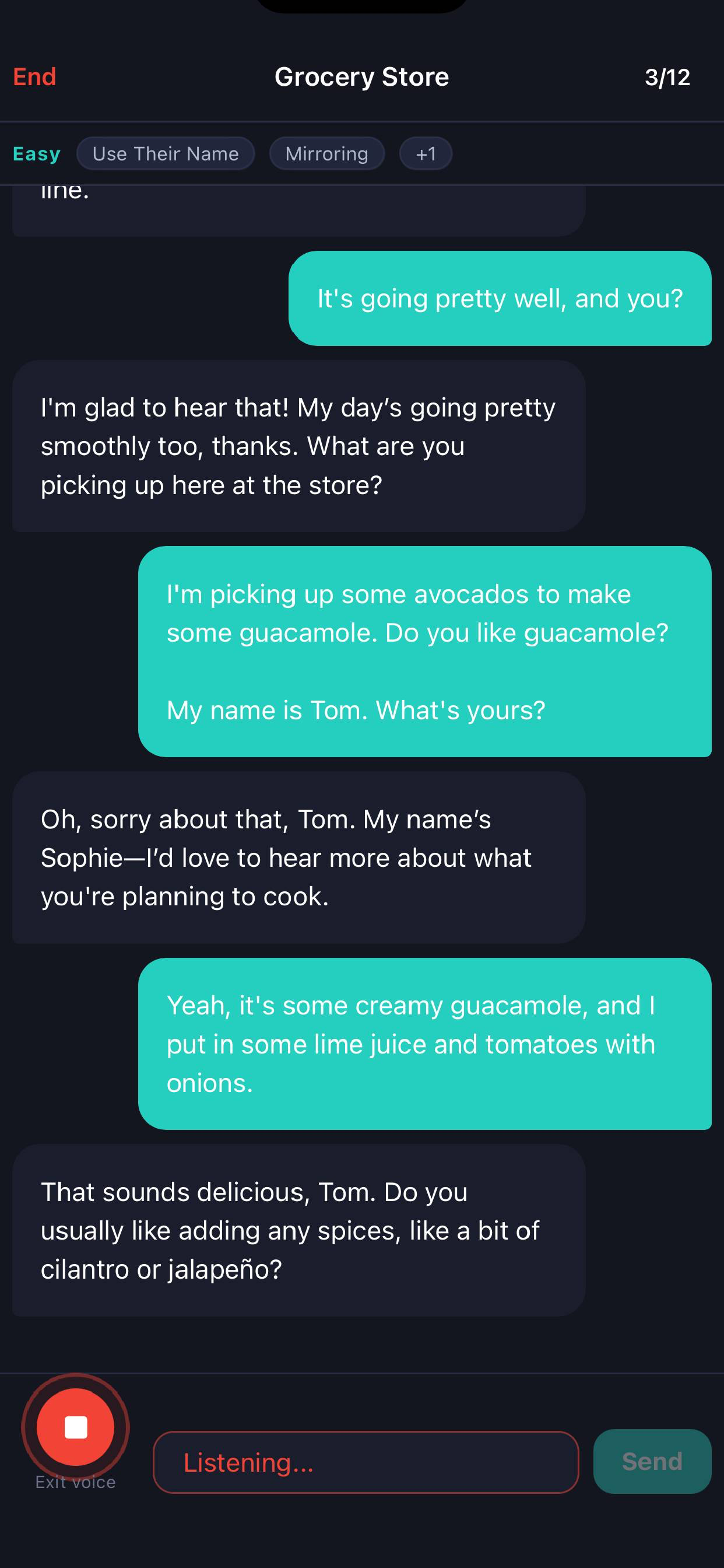Social Sidekick companion setup screen with tone and personality options